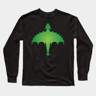 Green Celtic Irish Abstract Digital Cyber Heavy Metal Dragon Design Long Sleeve T-Shirt